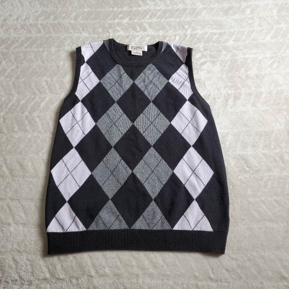 black and white argyle sweater vest